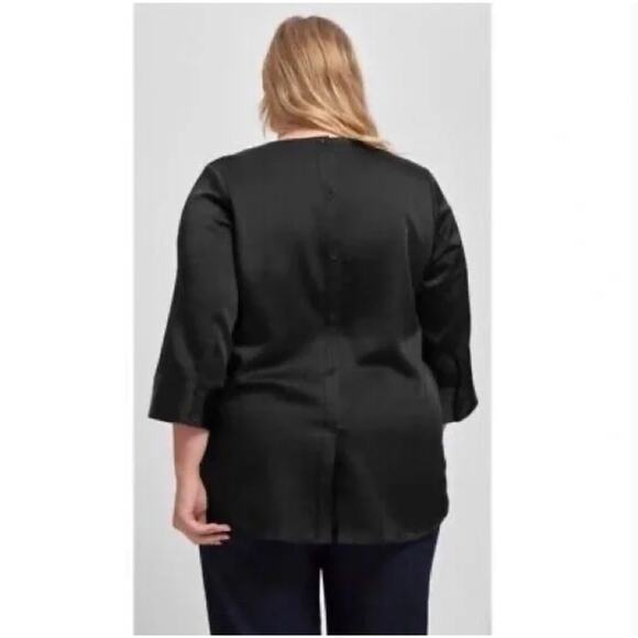 Universal Standard Louise Satin Shirt 4XS 00 0 Black NWT Button Top Capsule - Picture 2 of 4